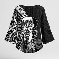Hafa Adai Guam Discovery Day Kimono Sleeve Blouse Chamorro Latte Stone Hand Black Version