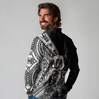 Hafa Adai Guam Discovery Day Long Sleeve Polo Shirt Chamorro Latte Stone Hand Black Version