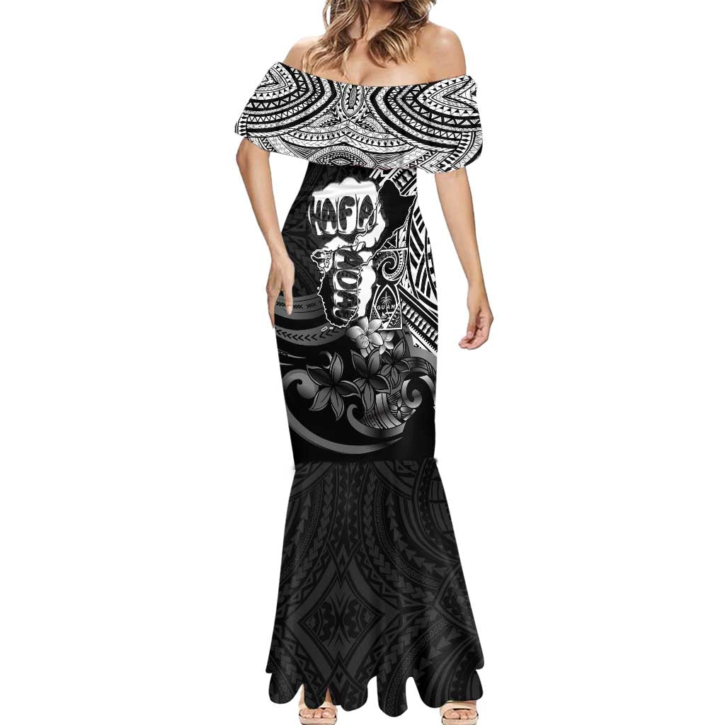Hafa Adai Guam Discovery Day Mermaid Dress Chamorro Latte Stone Hand Black Version
