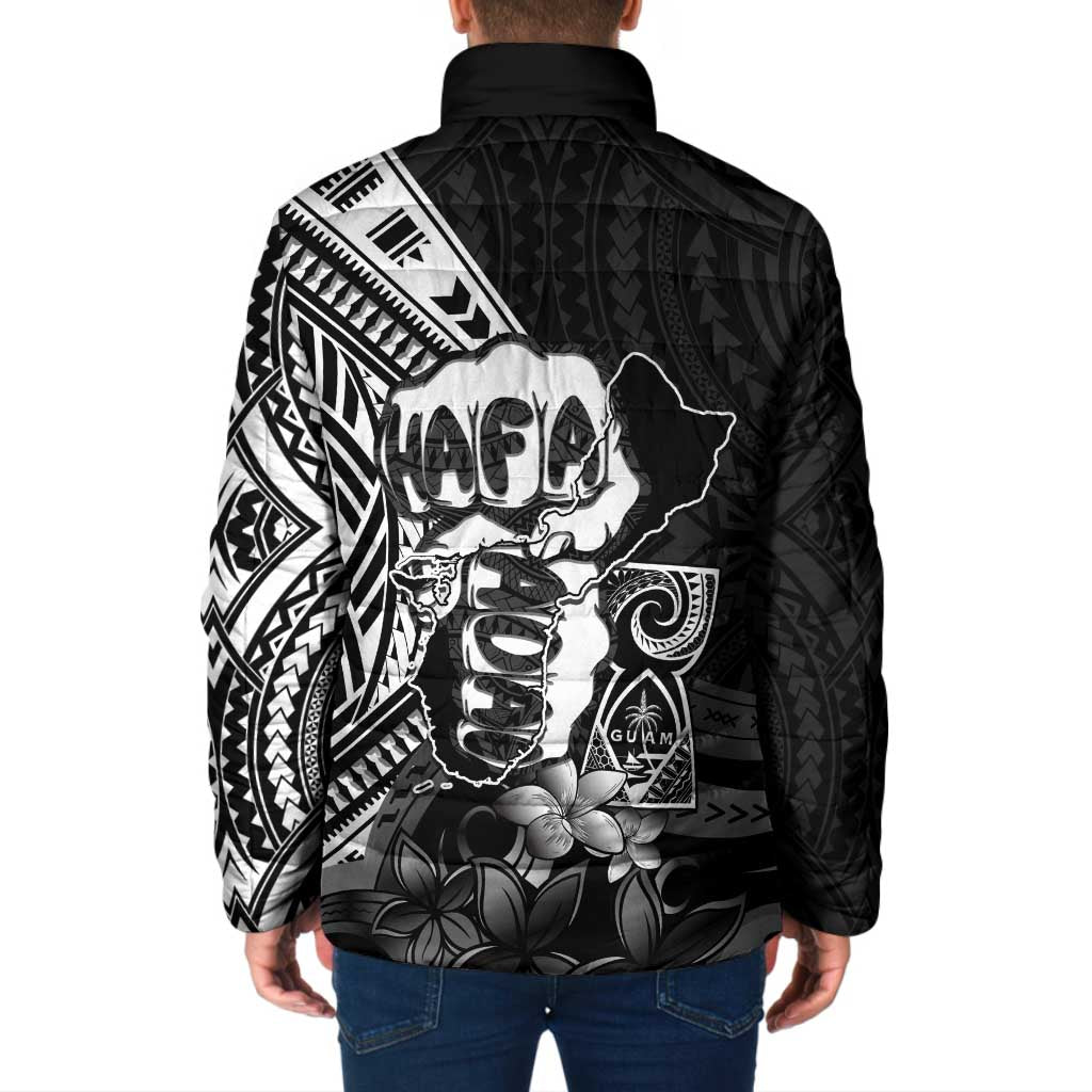 Hafa Adai Guam Discovery Day Padded Jacket Chamorro Latte Stone Hand Black Version