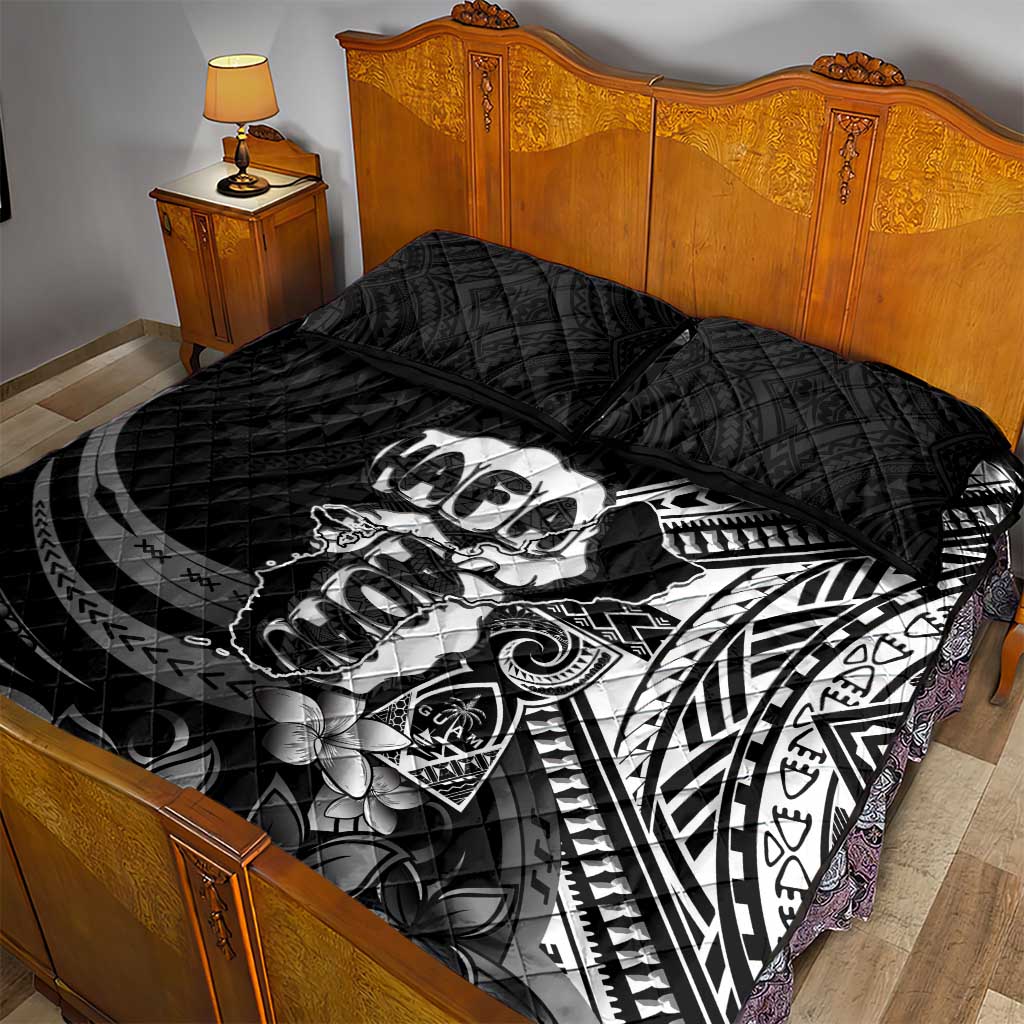 Hafa Adai Guam Discovery Day Quilt Bed Set Chamorro Latte Stone Hand Black Version