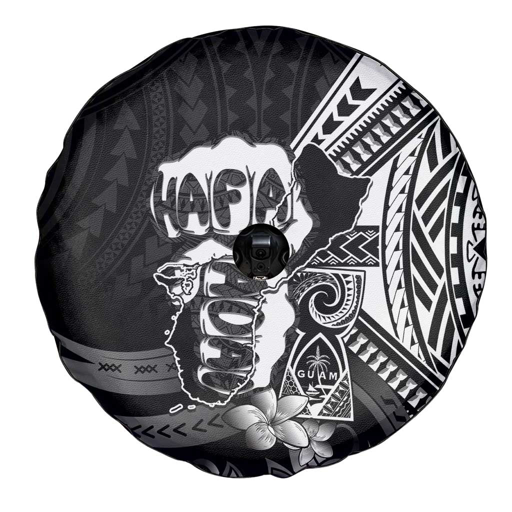 Hafa Adai Guam Discovery Day Spare Tire Cover Chamorro Latte Stone Hand Black Version