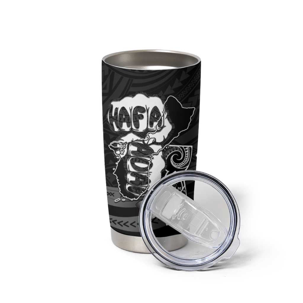Hafa Adai Guam Discovery Day Tumbler Cup Chamorro Latte Stone Hand Black Version