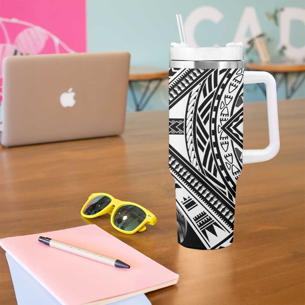 Hafa Adai Guam Discovery Day Tumbler With Handle Chamorro Latte Stone Hand Black Version