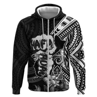Hafa Adai Guam Discovery Day Zip Hoodie Chamorro Latte Stone Hand Black Version