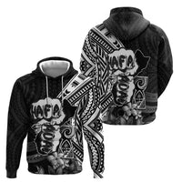 Hafa Adai Guam Discovery Day Zip Hoodie Chamorro Latte Stone Hand Black Version