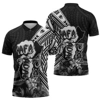 Hafa Adai Guam Discovery Day Zipper Polo Shirt Chamorro Latte Stone Hand Black Version