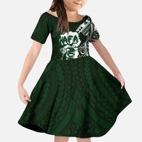 Hafa Adai Guam Discovery Day Family Matching Off Shoulder Maxi Dress and Hawaiian Shirt Chamorro Latte Stone Hand Green Version
