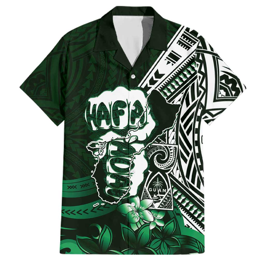 Hafa Adai Guam Discovery Day Family Matching Short Sleeve Bodycon Dress and Hawaiian Shirt Chamorro Latte Stone Hand Green Version LT14 Dad's Shirt - Short Sleeve Green - Polynesian Pride