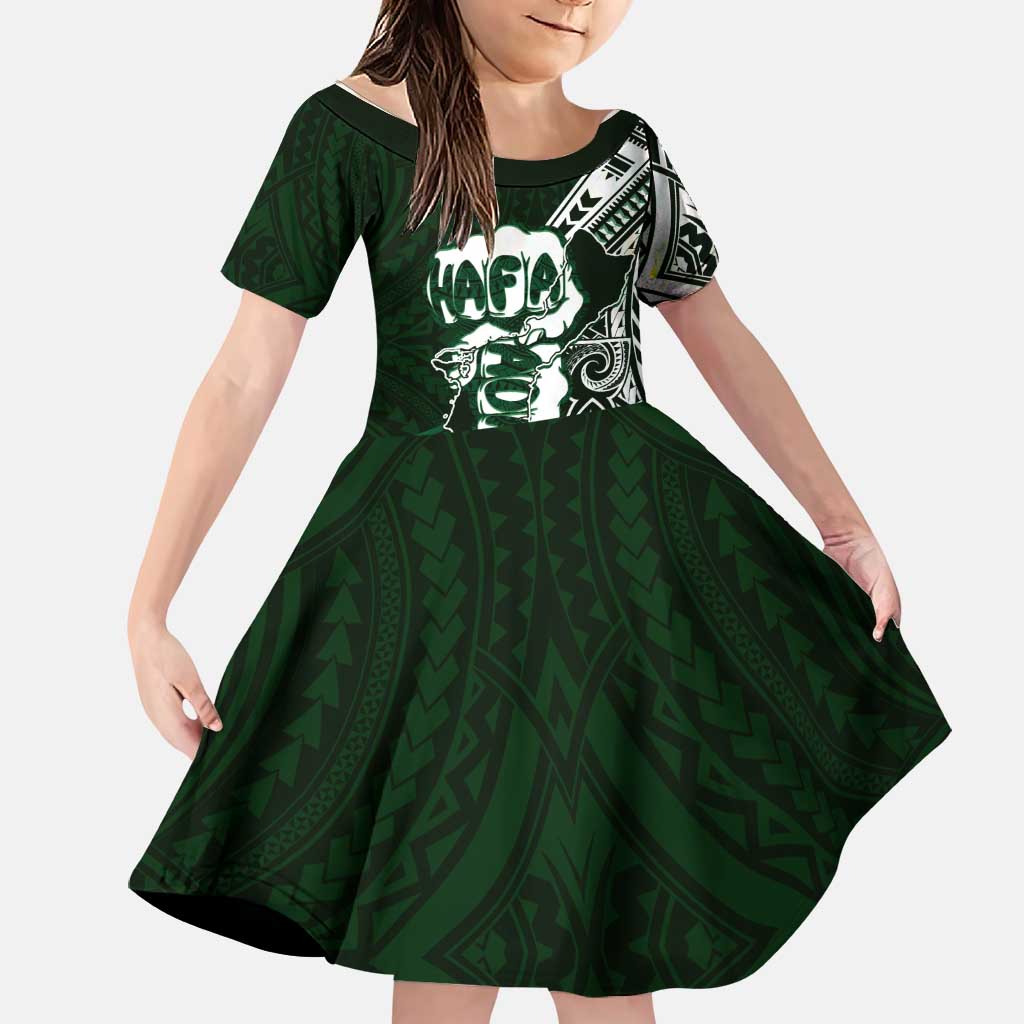 Hafa Adai Guam Discovery Day Family Matching Tank Maxi Dress and Hawaiian Shirt Chamorro Latte Stone Hand Green Version