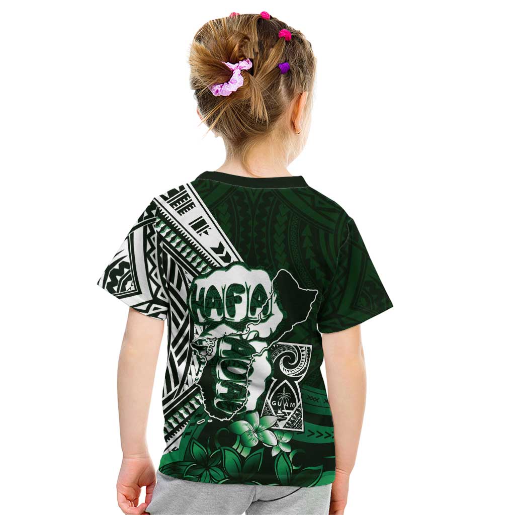 Hafa Adai Guam Discovery Day Kid T Shirt Chamorro Latte Stone Hand Green Version