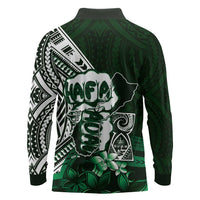 Hafa Adai Guam Discovery Day Long Sleeve Polo Shirt Chamorro Latte Stone Hand Green Version