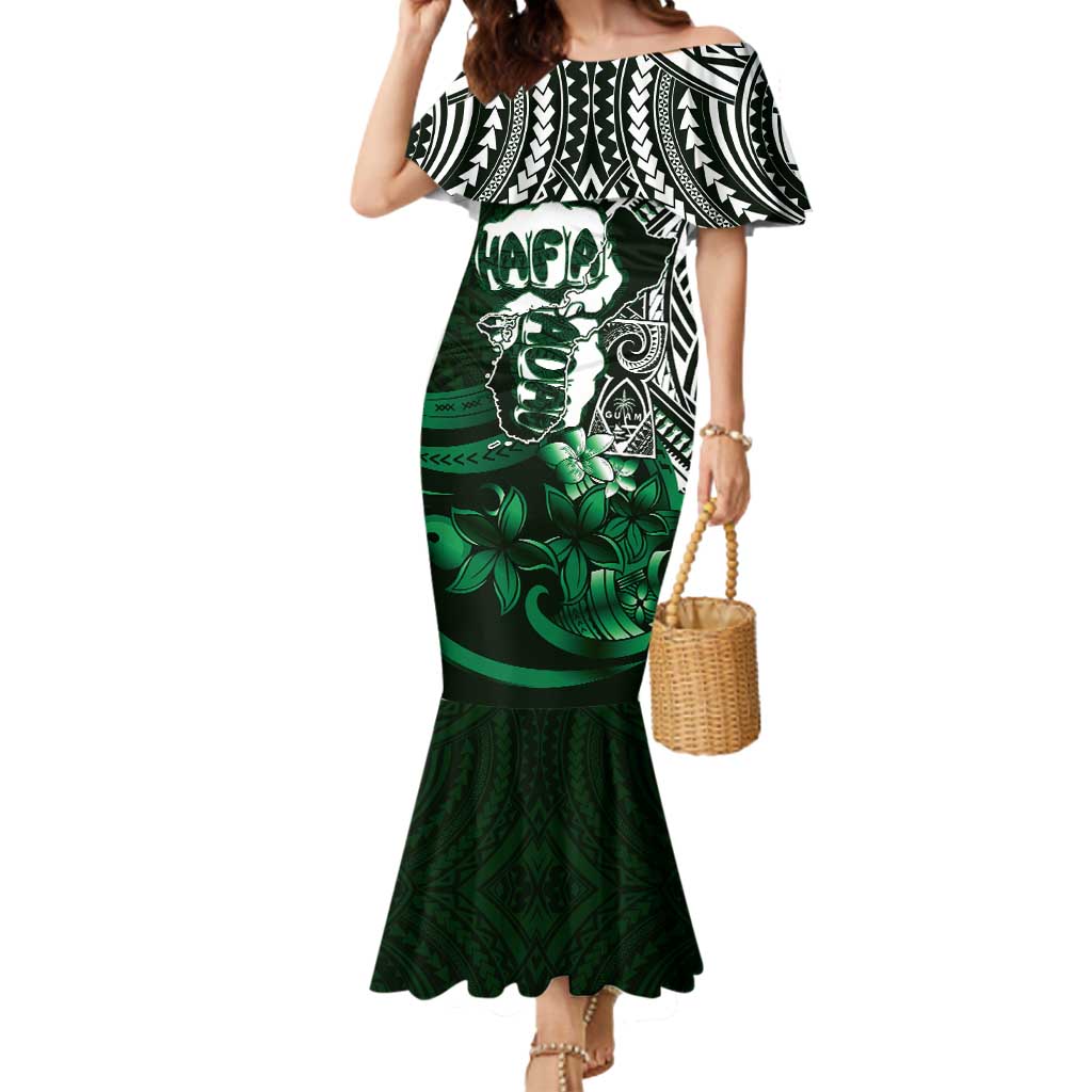 Hafa Adai Guam Discovery Day Mermaid Dress Chamorro Latte Stone Hand Green Version