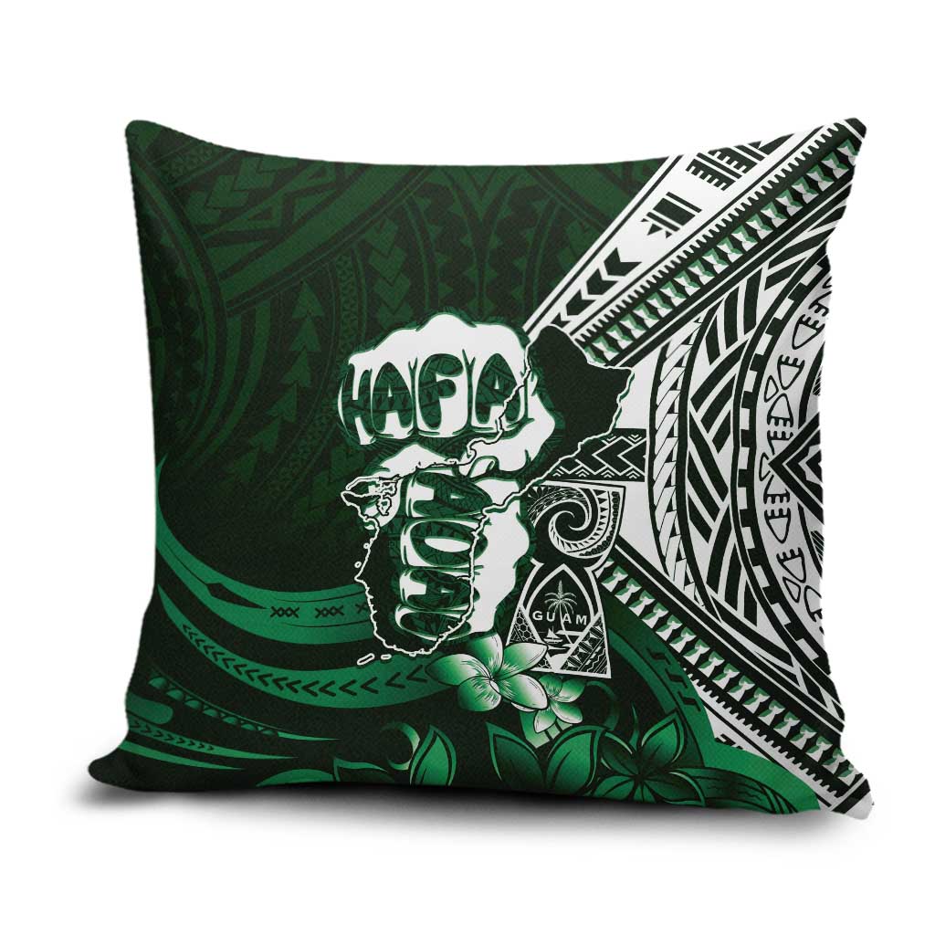 Hafa Adai Guam Discovery Day Pillow Cover Chamorro Latte Stone Hand Green Version