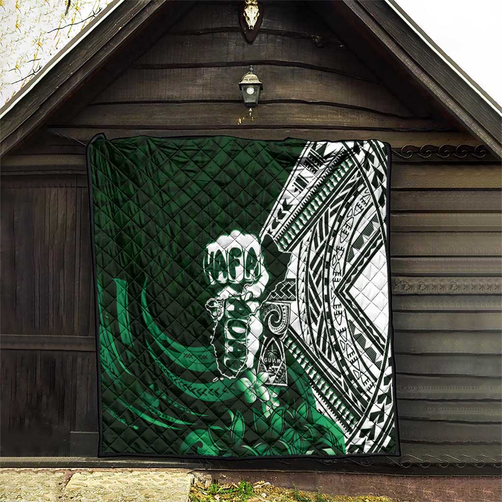 Hafa Adai Guam Discovery Day Quilt Chamorro Latte Stone Hand Green Version