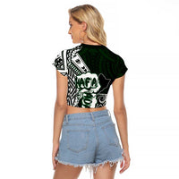 Hafa Adai Guam Discovery Day Raglan Cropped T Shirt Chamorro Latte Stone Hand Green Version