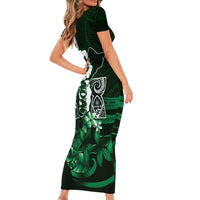 Hafa Adai Guam Discovery Day Short Sleeve Bodycon Dress Chamorro Latte Stone Hand Green Version