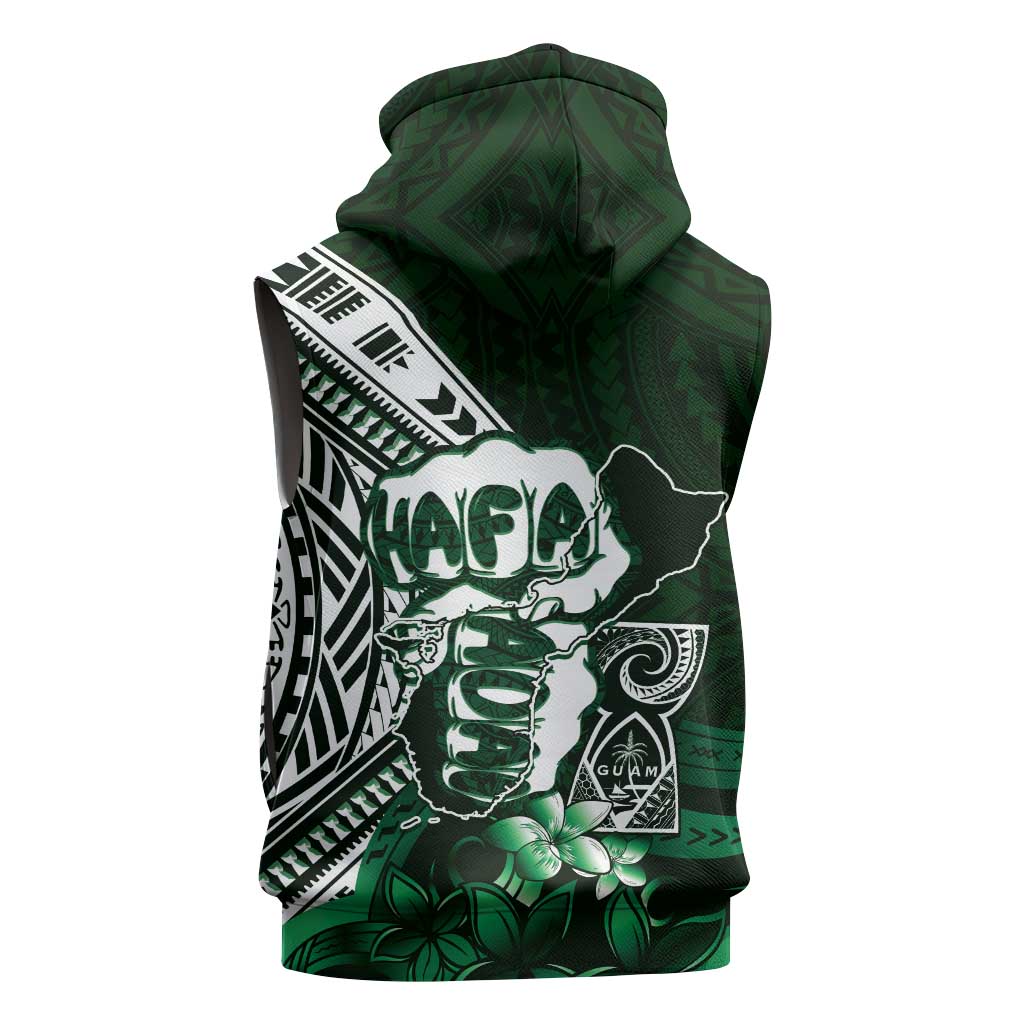Hafa Adai Guam Discovery Day Sleeveless Zip Hoodie Chamorro Latte Stone Hand Green Version