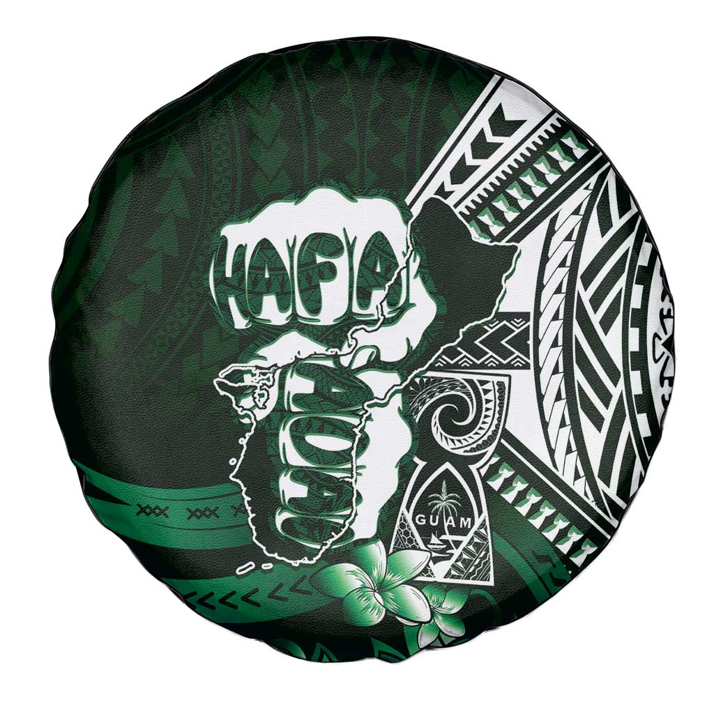Hafa Adai Guam Discovery Day Spare Tire Cover Chamorro Latte Stone Hand Green Version