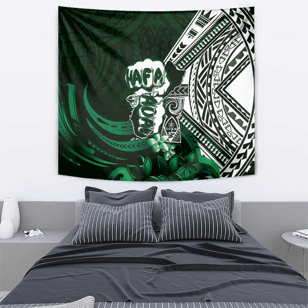 Hafa Adai Guam Discovery Day Tapestry Chamorro Latte Stone Hand Green Version