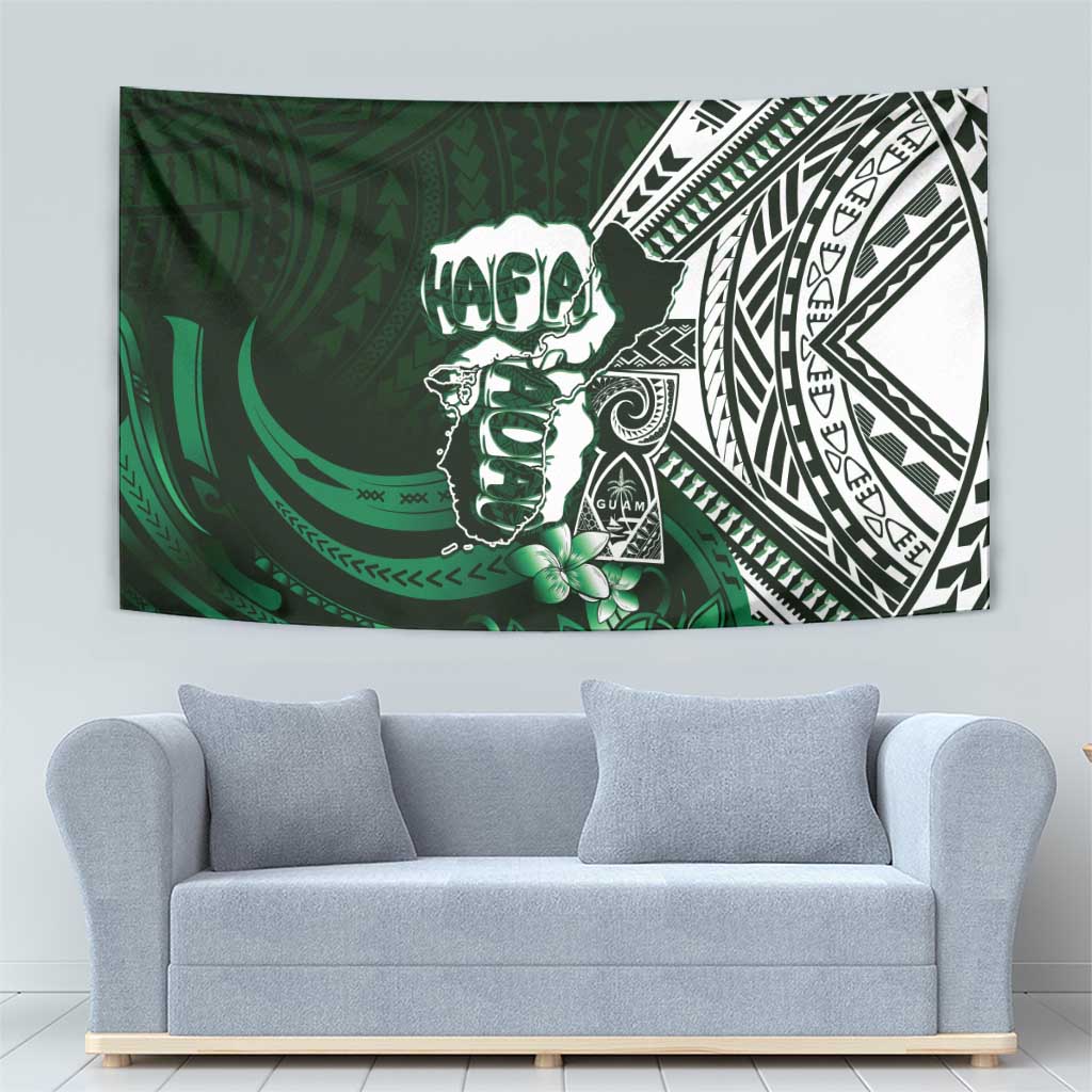 Hafa Adai Guam Discovery Day Tapestry Chamorro Latte Stone Hand Green Version
