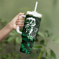 Hafa Adai Guam Discovery Day Tumbler With Handle Chamorro Latte Stone Hand Green Version