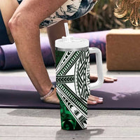 Hafa Adai Guam Discovery Day Tumbler With Handle Chamorro Latte Stone Hand Green Version