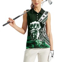 Hafa Adai Guam Discovery Day Women Sleeveless Polo Shirt Chamorro Latte Stone Hand Green Version