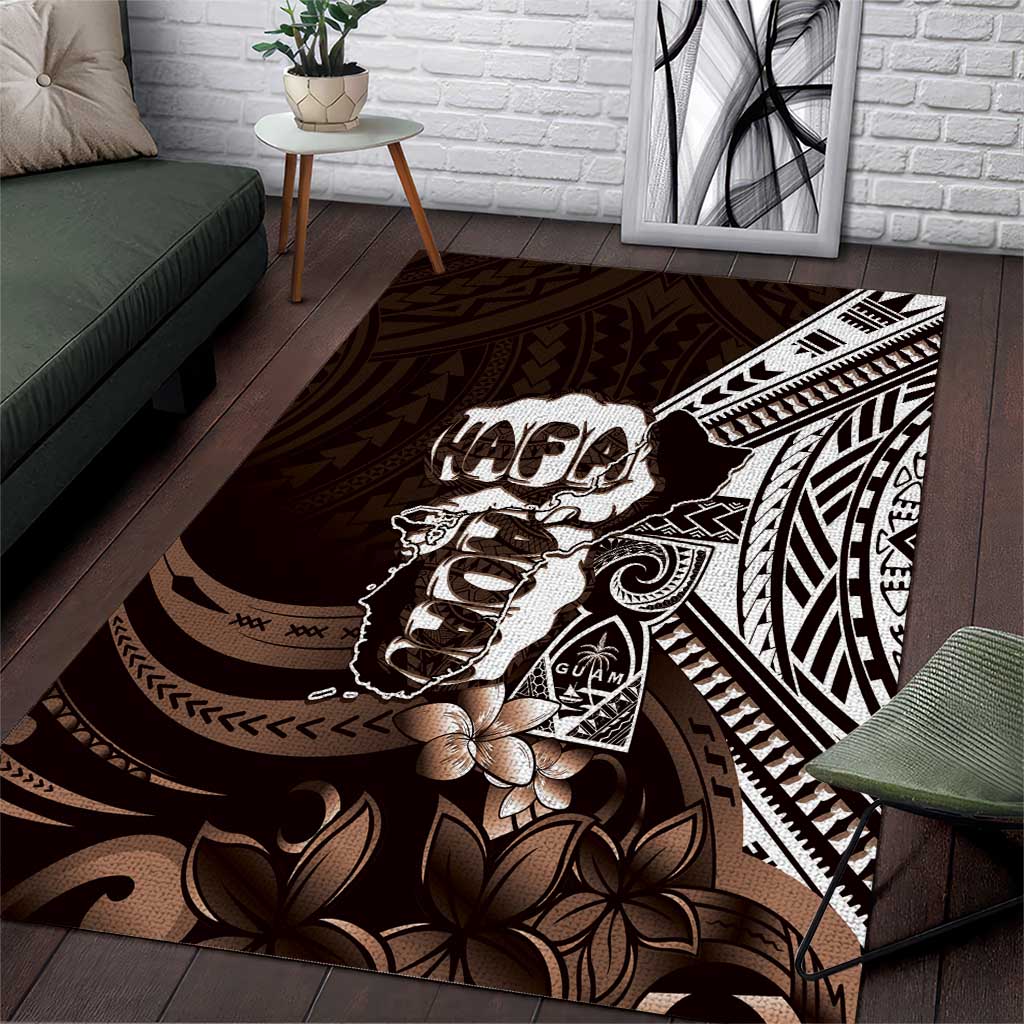 Hafa Adai Guam Discovery Day Area Rug Chamorro Latte Stone Hand Brown Version