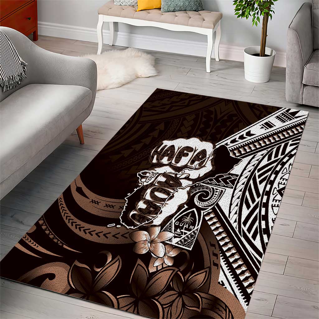Hafa Adai Guam Discovery Day Area Rug Chamorro Latte Stone Hand Brown Version