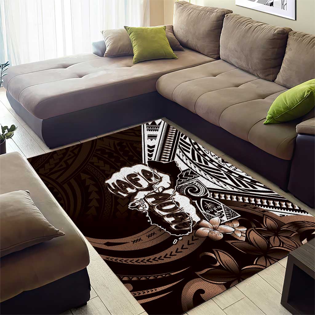 Hafa Adai Guam Discovery Day Area Rug Chamorro Latte Stone Hand Brown Version