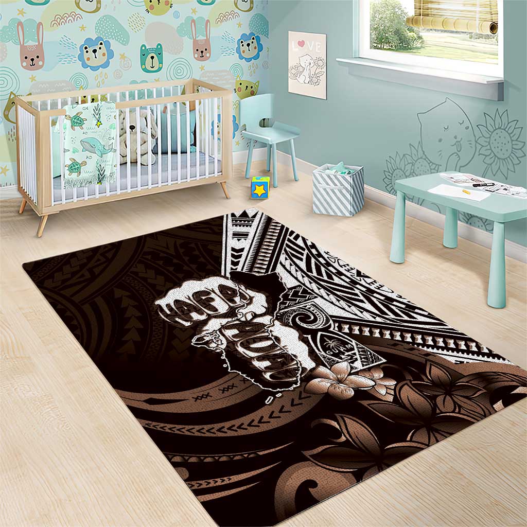 Hafa Adai Guam Discovery Day Area Rug Chamorro Latte Stone Hand Brown Version