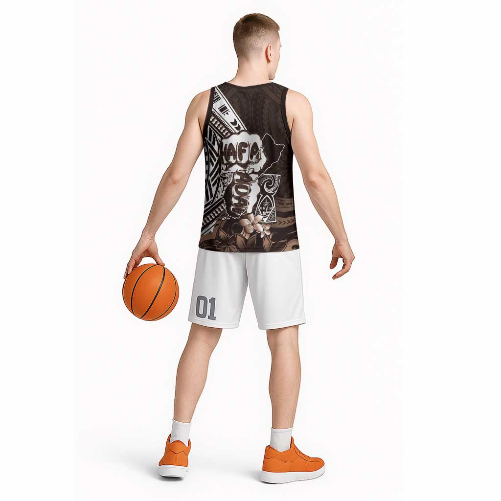 Hafa Adai Guam Discovery Day Basketball Jersey Chamorro Latte Stone Hand Brown Version