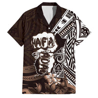 Hafa Adai Guam Discovery Day Family Matching Long Sleeve Bodycon Dress and Hawaiian Shirt Chamorro Latte Stone Hand Brown Version LT14 Dad's Shirt - Short Sleeve Brown - Polynesian Pride
