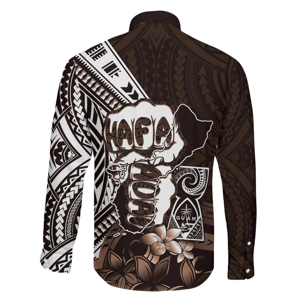 Hafa Adai Guam Discovery Day Family Matching Mermaid Dress and Hawaiian Shirt Chamorro Latte Stone Hand Brown Version LT14 - Polynesian Pride