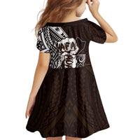 Hafa Adai Guam Discovery Day Family Matching Off Shoulder Short Dress and Hawaiian Shirt Chamorro Latte Stone Hand Brown Version