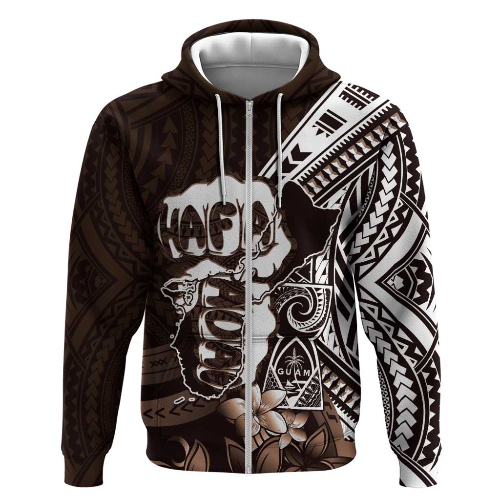 Hafa Adai Guam Discovery Day Hoodie Chamorro Latte Stone Hand Brown Version