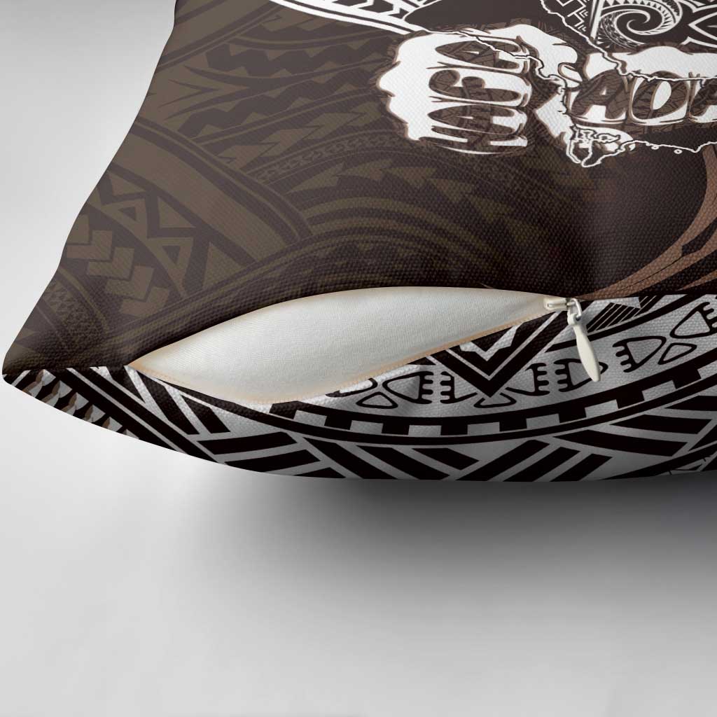 Hafa Adai Guam Discovery Day Pillow Cover Chamorro Latte Stone Hand Brown Version