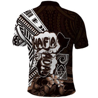 Hafa Adai Guam Discovery Day Polo Shirt Chamorro Latte Stone Hand Brown Version