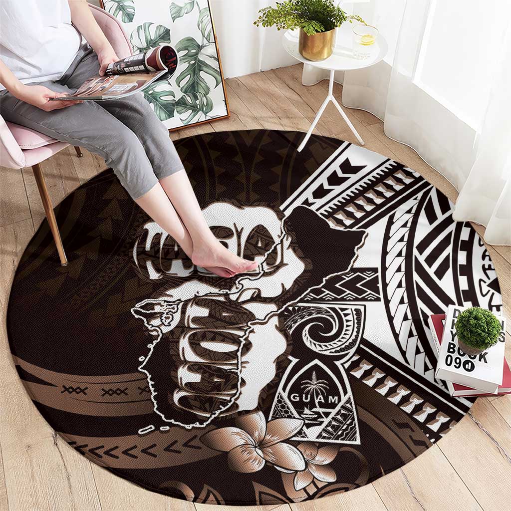 Hafa Adai Guam Discovery Day Round Carpet Chamorro Latte Stone Hand Brown Version