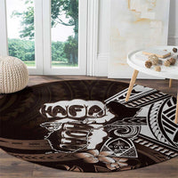 Hafa Adai Guam Discovery Day Round Carpet Chamorro Latte Stone Hand Brown Version