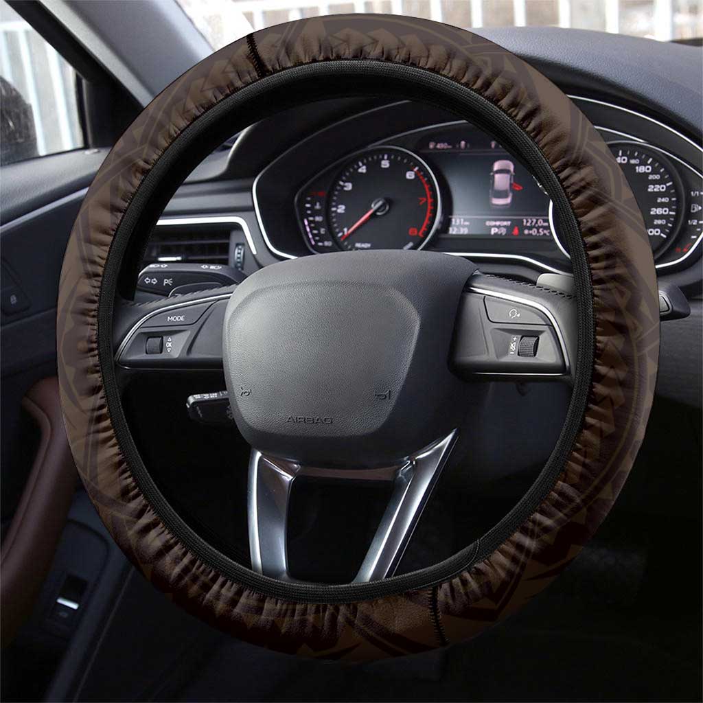 Hafa Adai Guam Discovery Day Steering Wheel Cover Chamorro Latte Stone Hand Brown Version