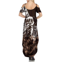Hafa Adai Guam Discovery Day Summer Maxi Dress Chamorro Latte Stone Hand Brown Version