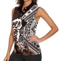 Hafa Adai Guam Discovery Day Women Sleeveless Polo Shirt Chamorro Latte Stone Hand Brown Version