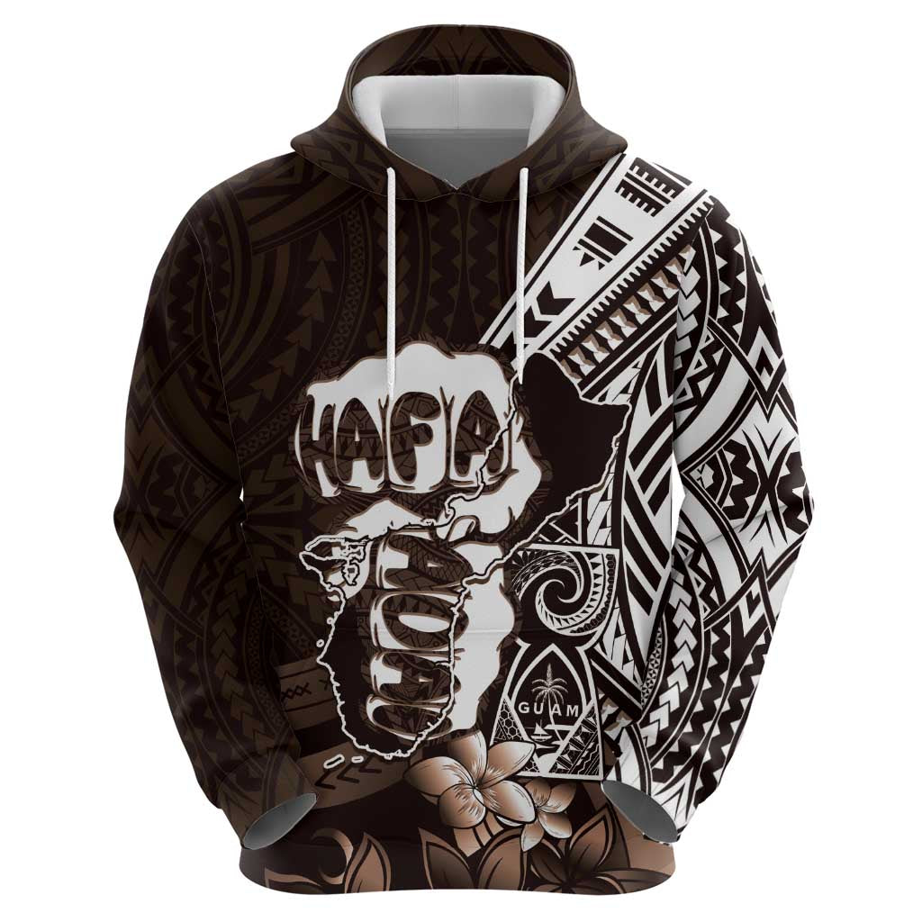 Hafa Adai Guam Discovery Day Zip Hoodie Chamorro Latte Stone Hand Brown Version