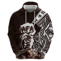 Hafa Adai Guam Discovery Day Zip Hoodie Chamorro Latte Stone Hand Brown Version