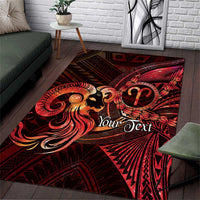 Personalised Polynesia Zodiac Aries Area Rug Galaxy Polynesian Pattern Chest Tattoo Style