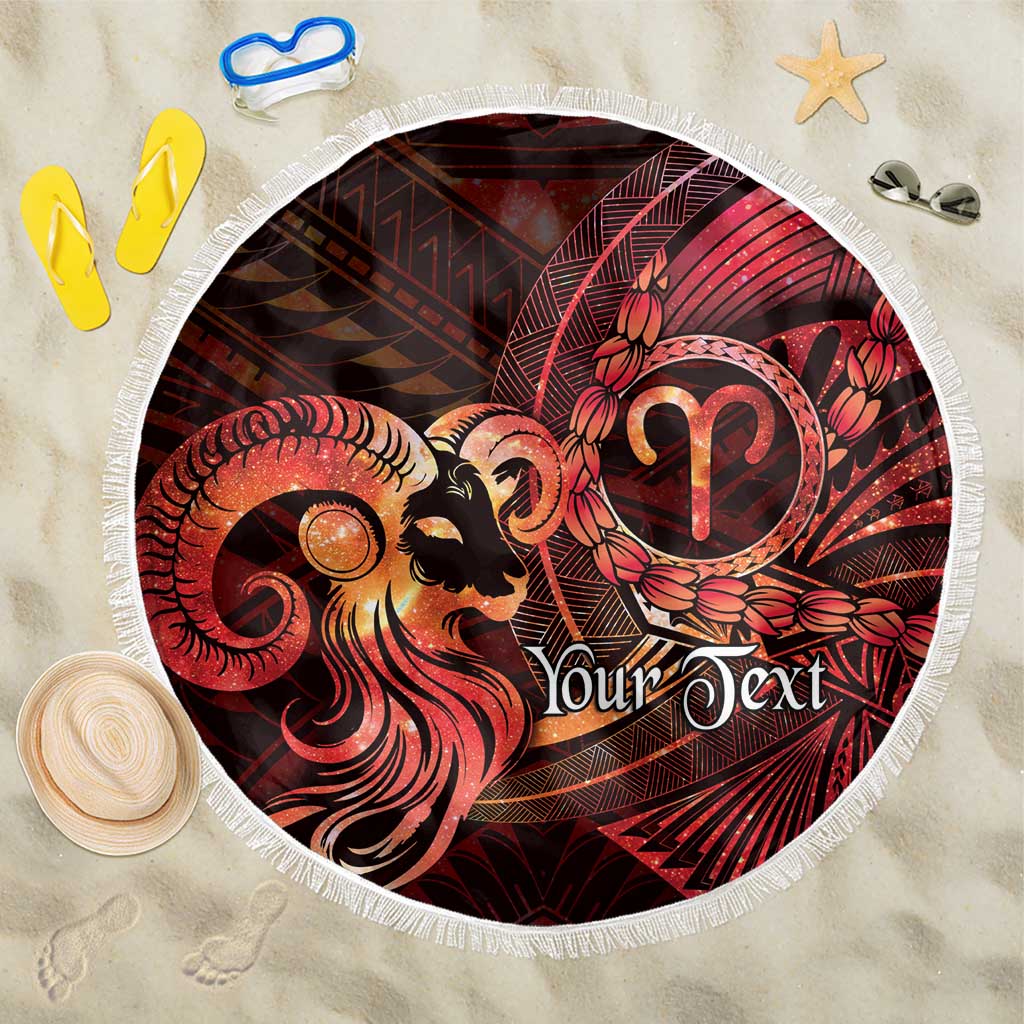 Personalised Polynesia Zodiac Aries Beach Blanket Galaxy Polynesian Pattern Chest Tattoo Style