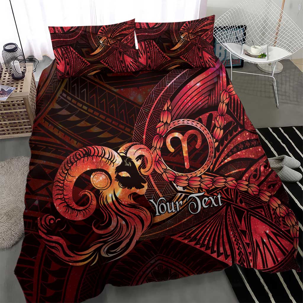 Personalised Polynesia Zodiac Aries Bedding Set Galaxy Polynesian Pattern Chest Tattoo Style