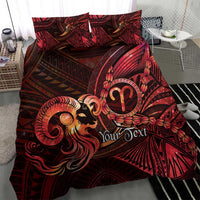 Personalised Polynesia Zodiac Aries Bedding Set Galaxy Polynesian Pattern Chest Tattoo Style